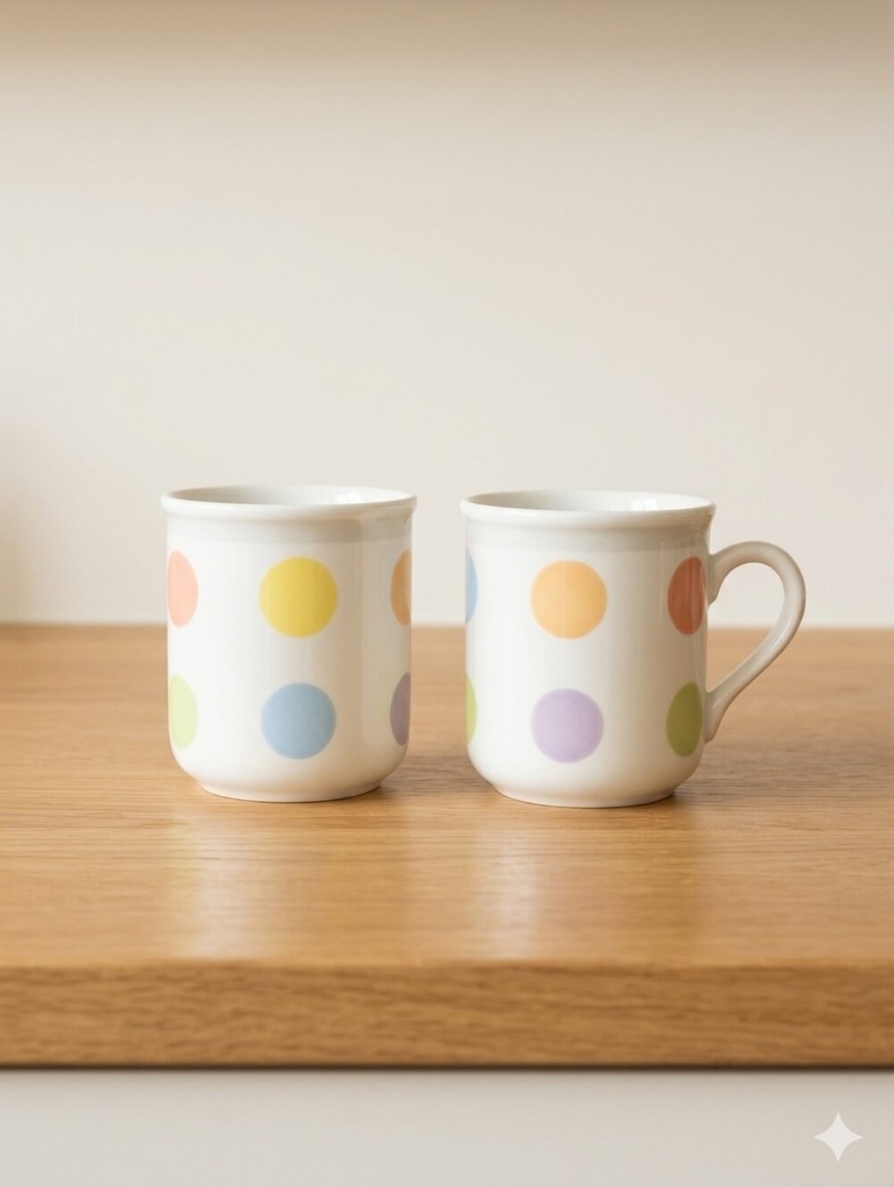 VTG Villeroy & Boch Bonjour Polka Dot Ceramic Mugs - Set of 2